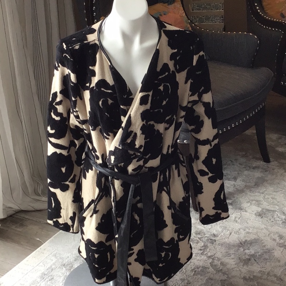 Inc open front belted cardigan